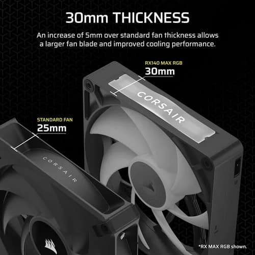 CORSAIR iCUE LINK RX140MAX RGB 140mm Cabinet Fan - Black (Dual Pack)